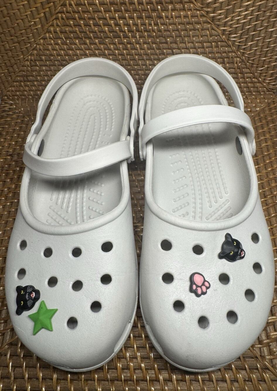 White CROCS CLASSIC BALLET Casual Shoes Women’s 8 Panther